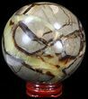 Polished Septarian Sphere - With Stand #43855-2